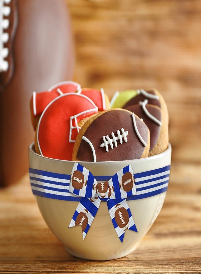 Blinket 4 Rolls 3/5" Football Ribbon for Team Party Decor 20 Yard, Blue Brown Green Sport Ribbon for Football Wrapping Gift, Stripes Grosgrain Ribbon for Hair Bows Team Spirit Gift Wrapping Supplies - Image 3